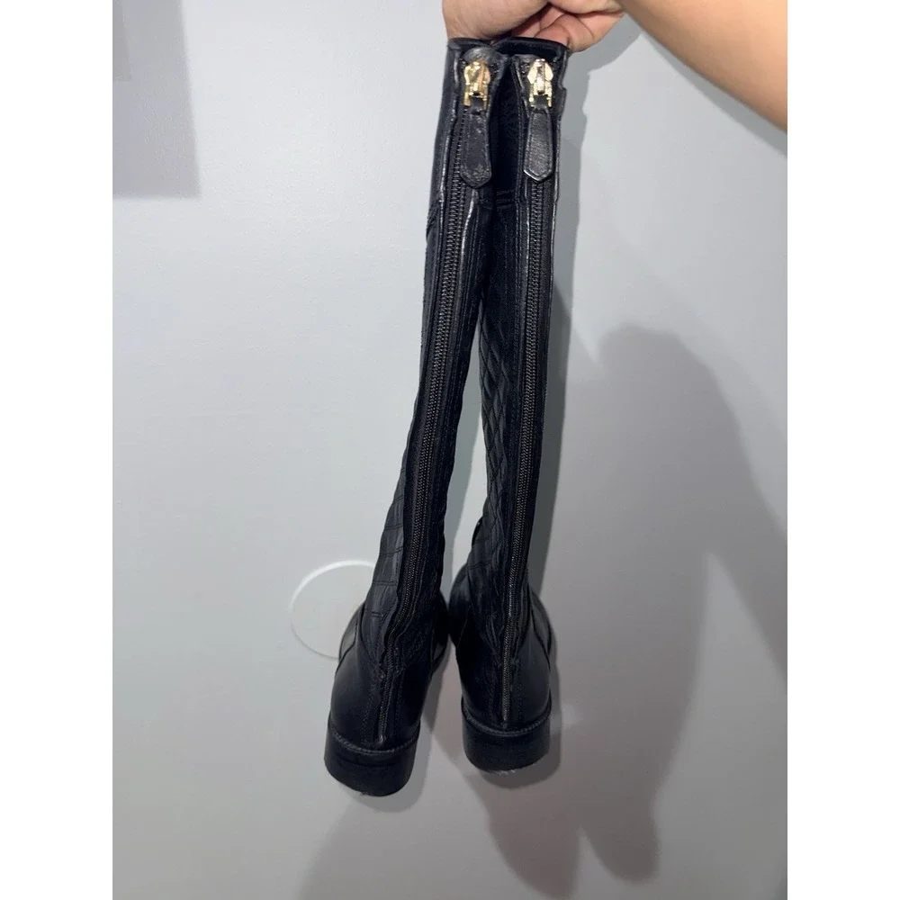 Tory Burch Claremont Quilted Black‎ High Boot Women's Size 6.5 M Designer